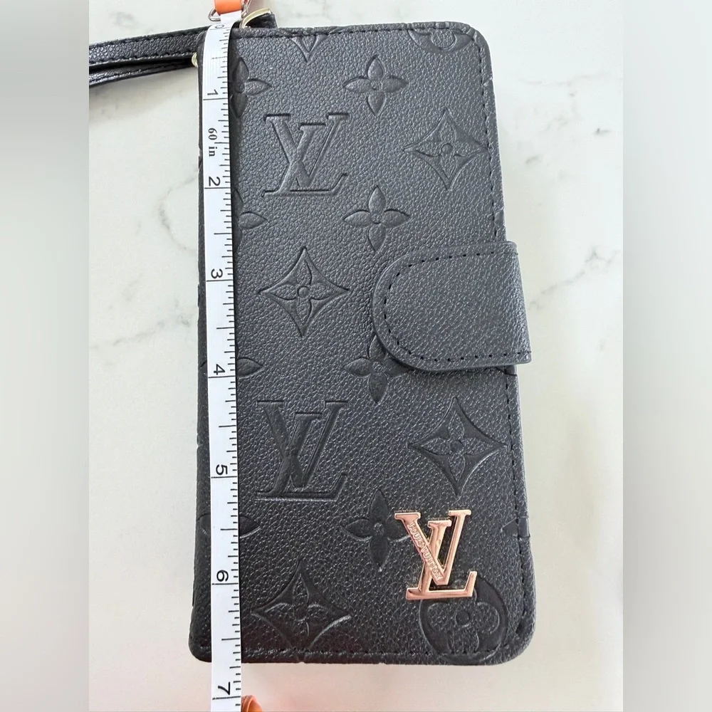New IPhone 15 Pro Max Black Monogram Wallet Phone Case - Picture 5 of 6